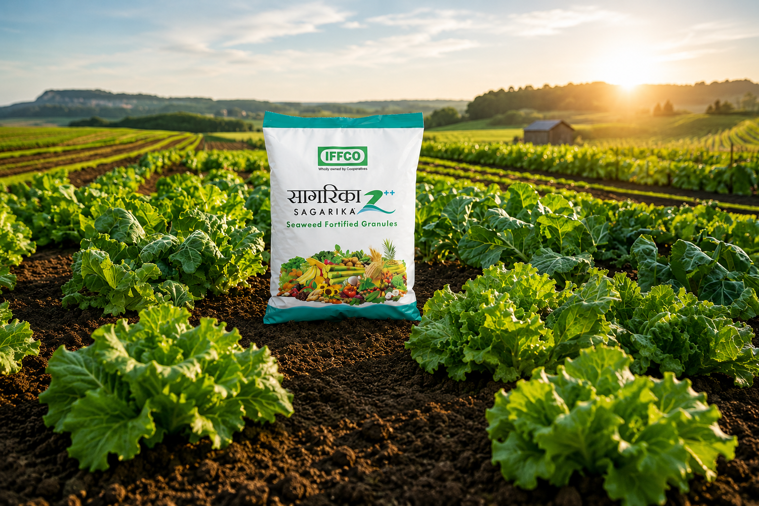 Seaweed fertilizer in farm field